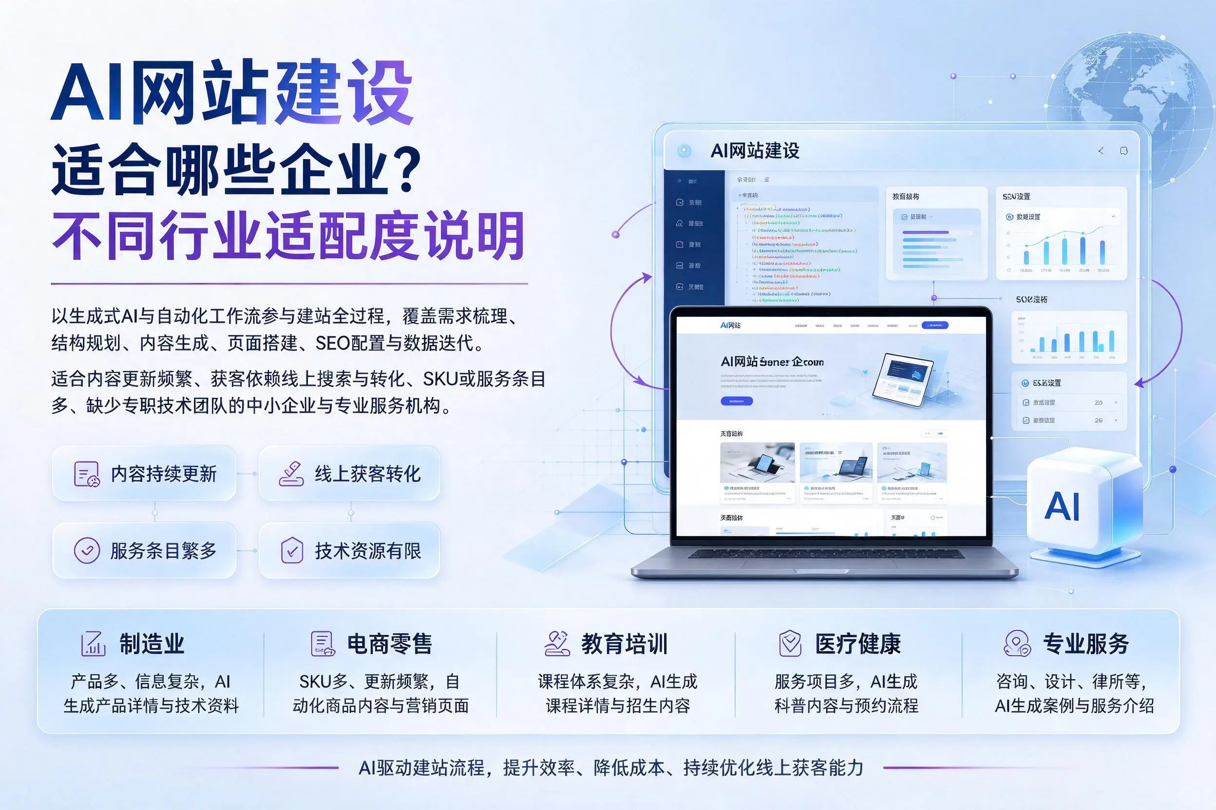 AI网站建设适合哪些企业?保定不同行业适配度说明